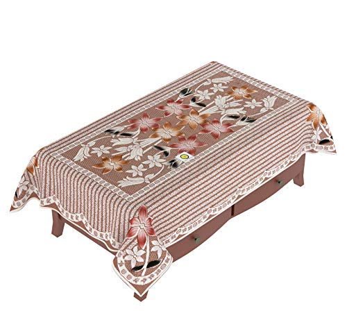 Homecrown Floral Print Cotton Centre Table Cover (60x40 Inch, Brown)