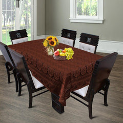 Homecrown Circle Design Cotton 6 Seater Dining Table Cover (Brown, 60 X 90 Inches)