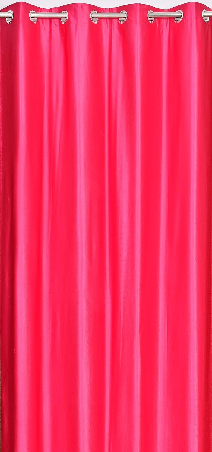 Homecrown Solid Plain Crush Curtains for Windows/Doors – Set of 2, Pink