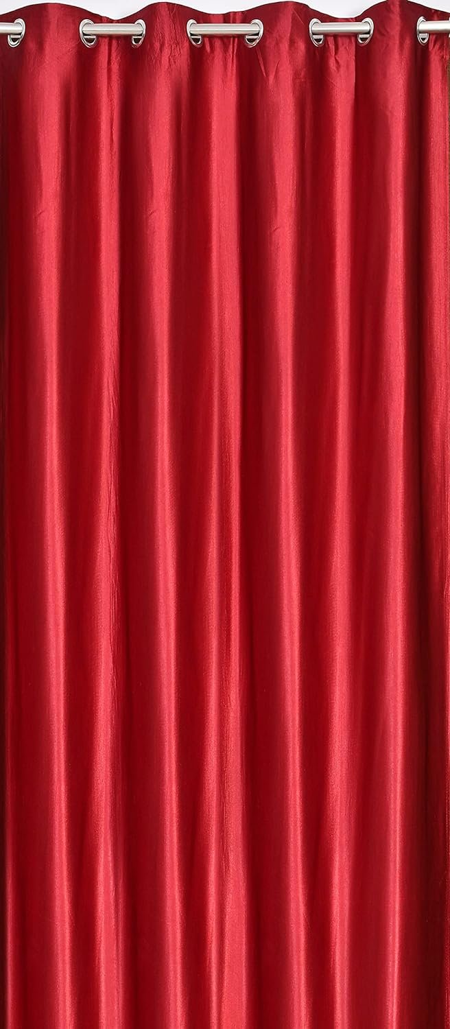 Homecrown Solid Plain Crush Curtains for Windows/Doors – Set of 2, Maroon