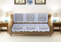 Homecrown Floral Print Cotton 3 Seater Sofa Cover- White