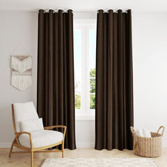 Homecrown Solid Plain Crush Curtains for Windows/Doors – Set of 2, Brown