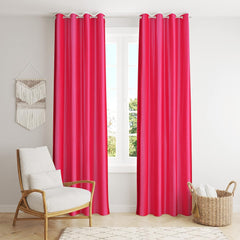 Homecrown Solid Plain Crush Curtains for Windows/Doors – Set of 2, Pink