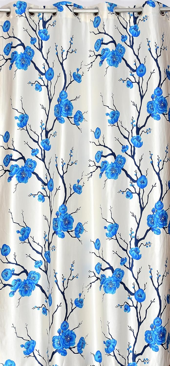 Homecrown Floral Print Curtains- Set of 2, Blue