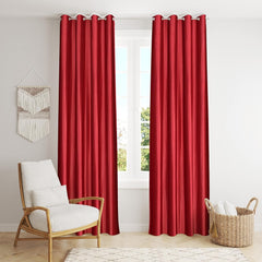 Homecrown Solid Plain Crush Curtains for Windows/Doors – Set of 2, Maroon