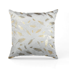 Homecrown Golden Leaf Velvet Cushion Covers Set of 5 (16x16 Inch) - Grey