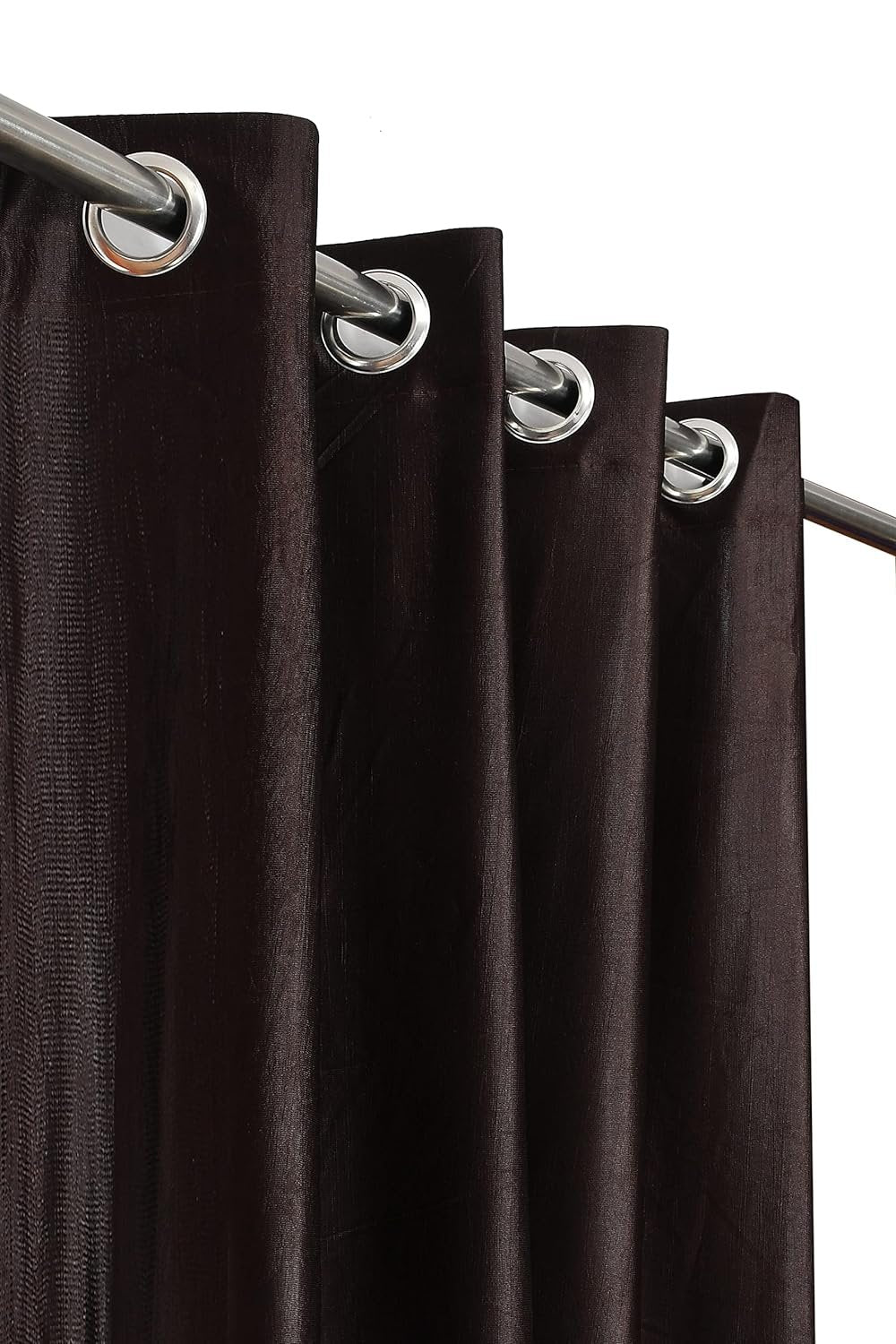 Homecrown Solid Plain Crush Curtains for Windows/Doors – Set of 2, Brown