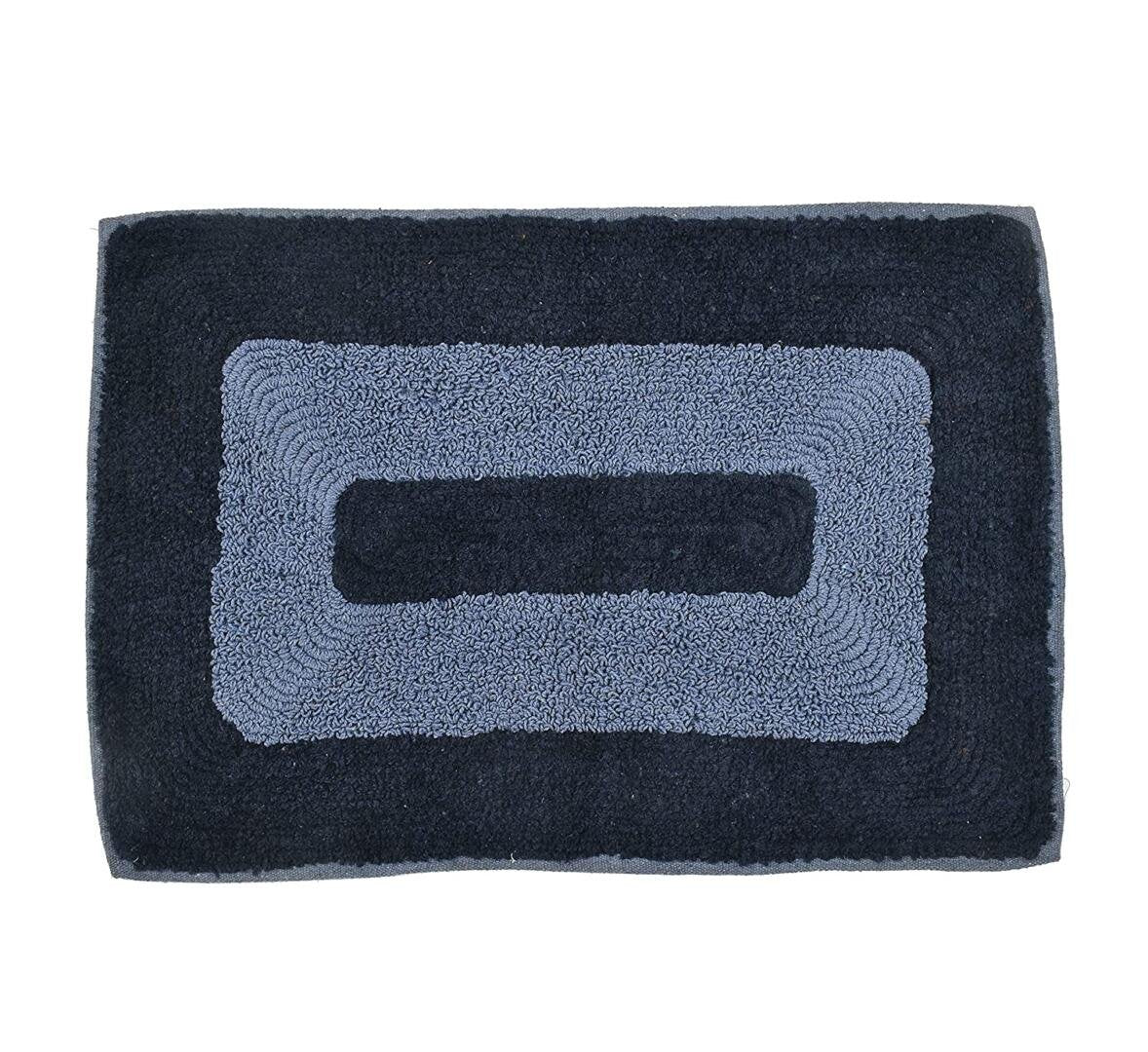 Homecrown Reversible Cotton Bathmat- (40 X 60cm, Blue)