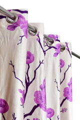 Homecrown Floral Print Curtains- Set of 2, Purple