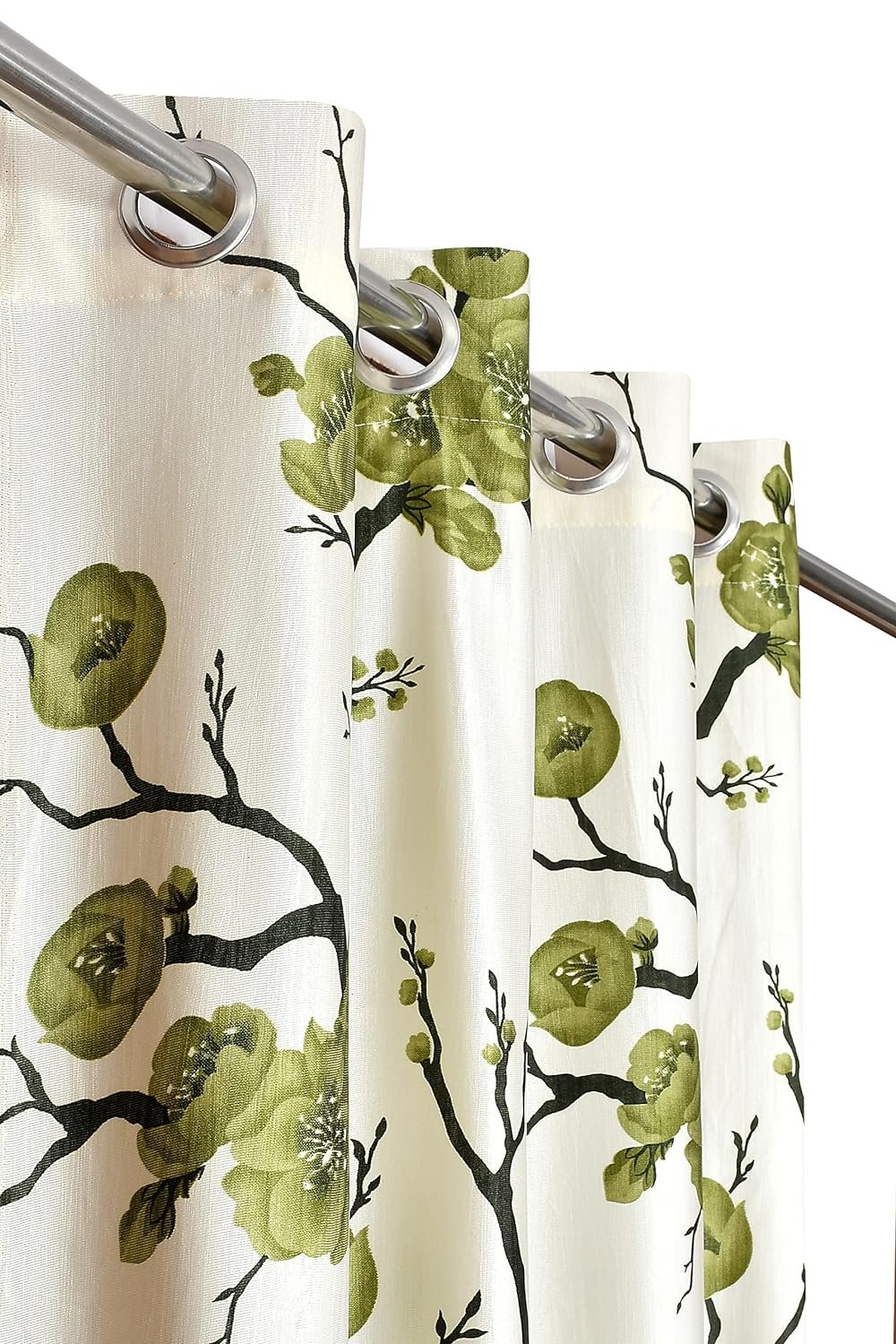 Homecrown Floral Print Curtains- Set of 2, Green