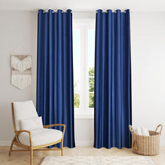 Homecrown Solid Plain Crush Curtains for Windows/Doors – Set of 2, Navy Blue