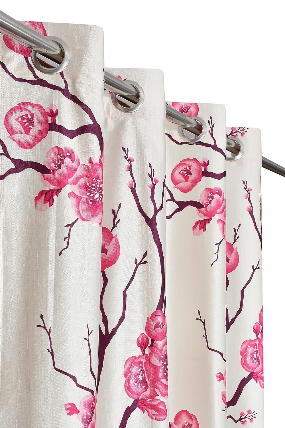 Homecrown Floral Print Curtains- Set of 2, Pink