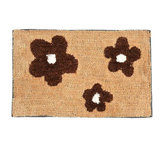 Homecrown Floral Design Cotton Bathmat- (40 X 60cm, Brown)