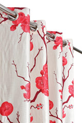 Homecrown Floral Print Curtains- Set of 2, Red