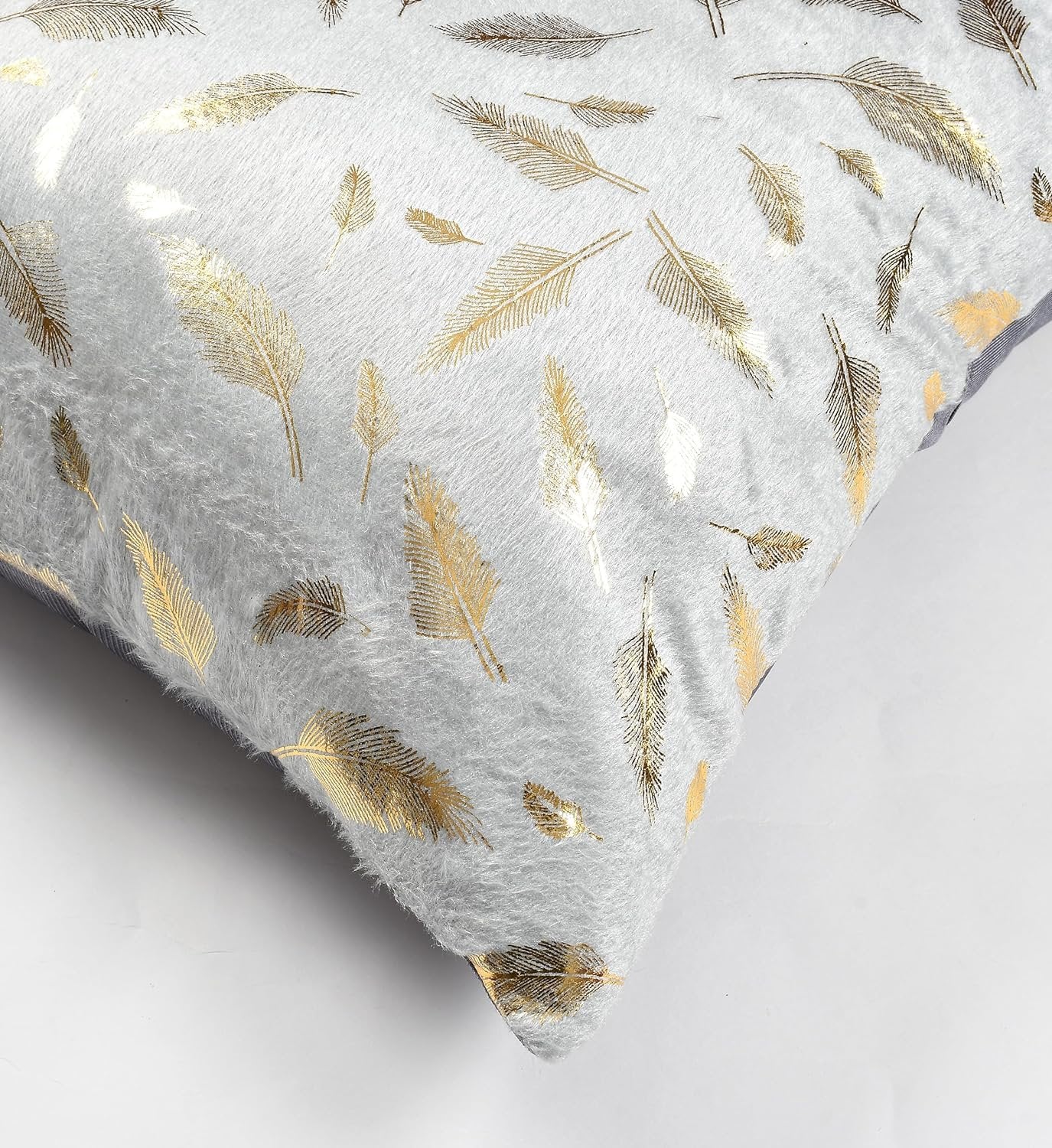 Homecrown Golden Leaf Velvet Cushion Covers Set of 5 (16x16 Inch) - Grey