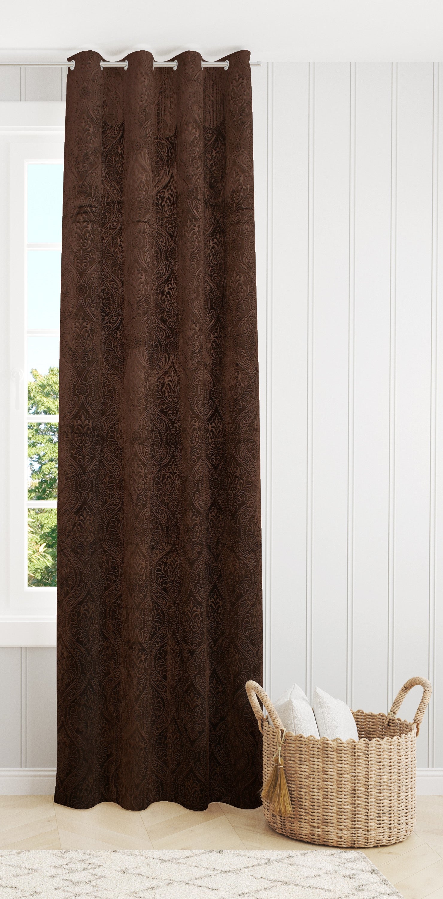 Homecrown Premium Velvet Fabric Room Darkening Curtains for Windows & Doors - Set of 2, Cadbury Brown