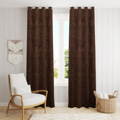 Homecrown Premium Velvet Fabric Room Darkening Curtains for Windows & Doors - Set of 2, Cadbury Brown