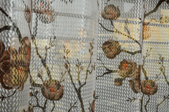 Homecrown Tissue Net Floral Print Curtains for Windows/Doors – Set of 2, Gulab- Coffee