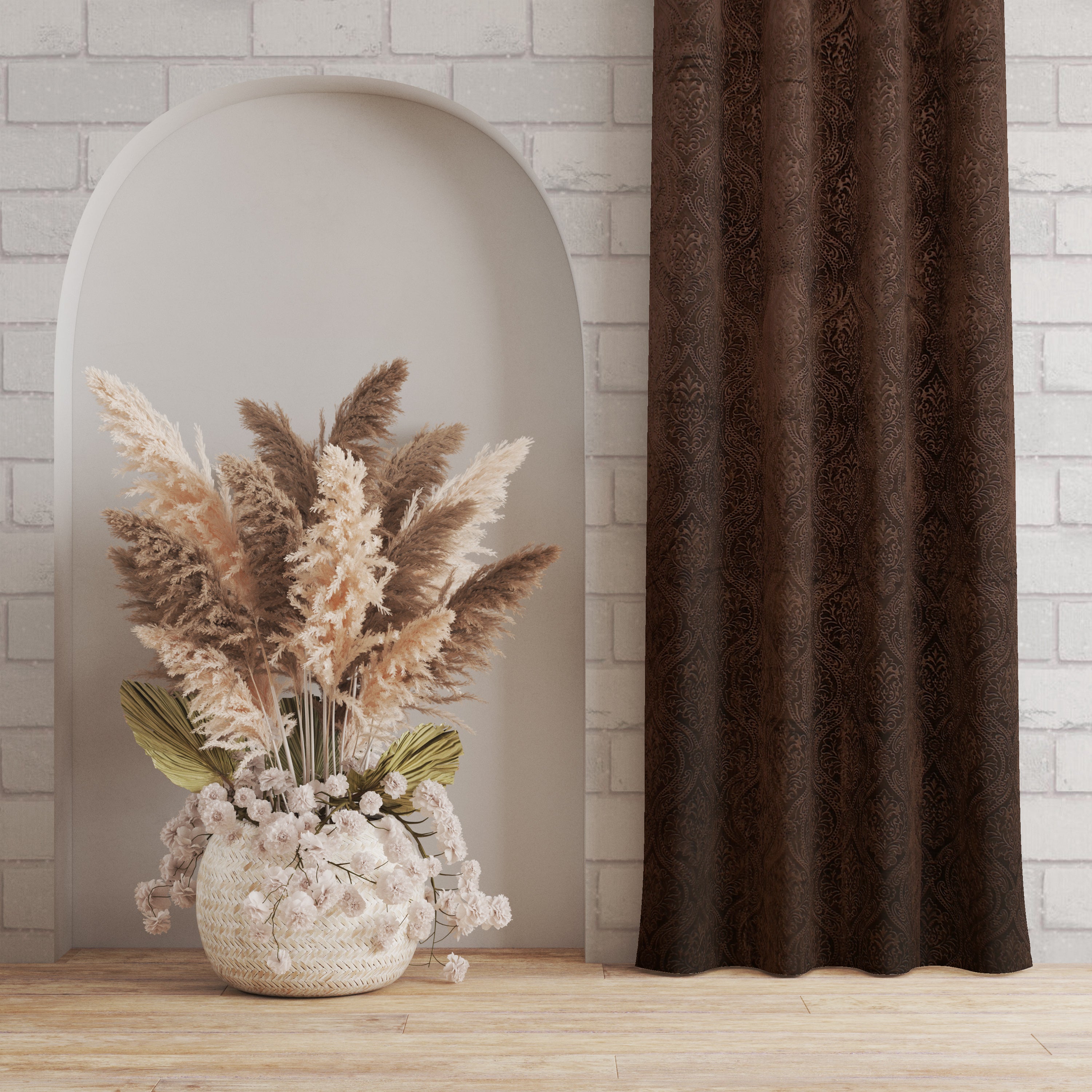 Homecrown Premium Velvet Fabric Room Darkening Curtains for Windows & Doors - Set of 2, Cadbury Brown