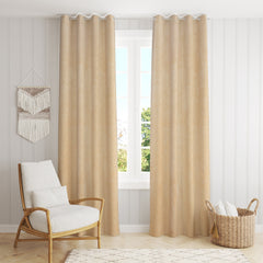 Homecrown Premium Velvet Fabric Room Darkening Curtains for Windows & Doors - Set of 2, Cadbury Cream