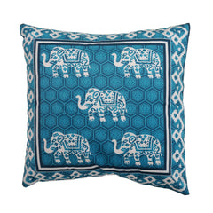 Homecrown Elephant Design Velvet Cushion Covers 16x16 Inch – Set of 5 (Teal)