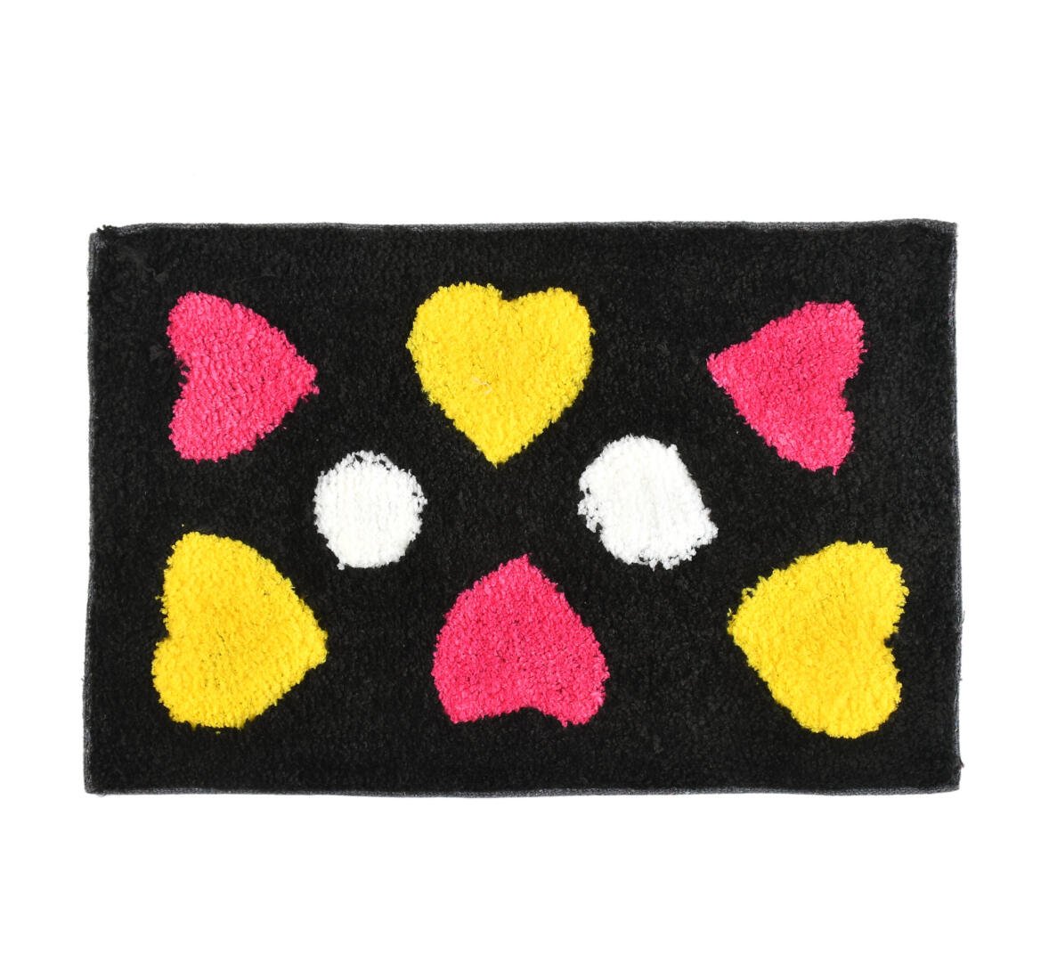 Homecrown Heart Design Cotton Bathmat- (40 X 60cm, Black)