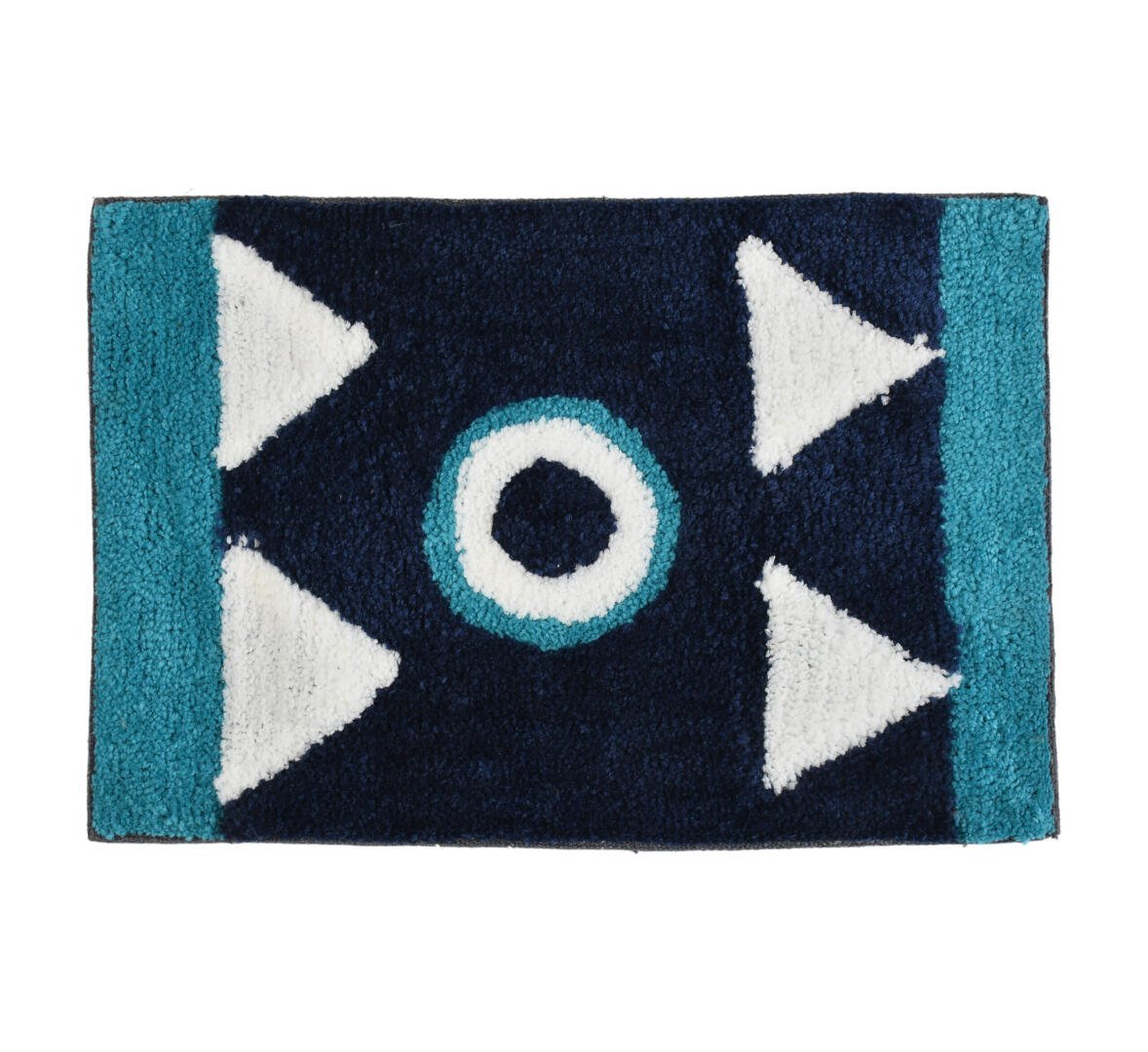 Homecrown Geometric Design Cotton Bathmat- (40 X 60cm, Blue)