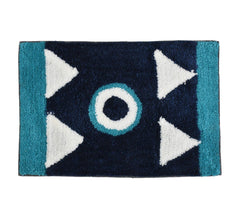 Homecrown Geometric Design Cotton Bathmat- (40 X 60cm, Blue)