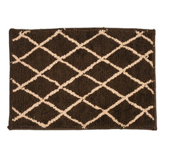 Homecrown Rubber Backing Geometric Cotton Bathmat- (40 X 60cm, Brown)