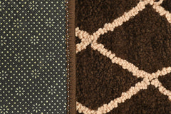 Homecrown Rubber Backing Geometric Cotton Bathmat- (40 X 60cm, Brown)