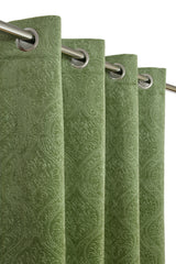 Homecrown Premium Velvet Fabric Room Darkening Curtains for Windows & Doors - Set of 2, Cadbury- Green