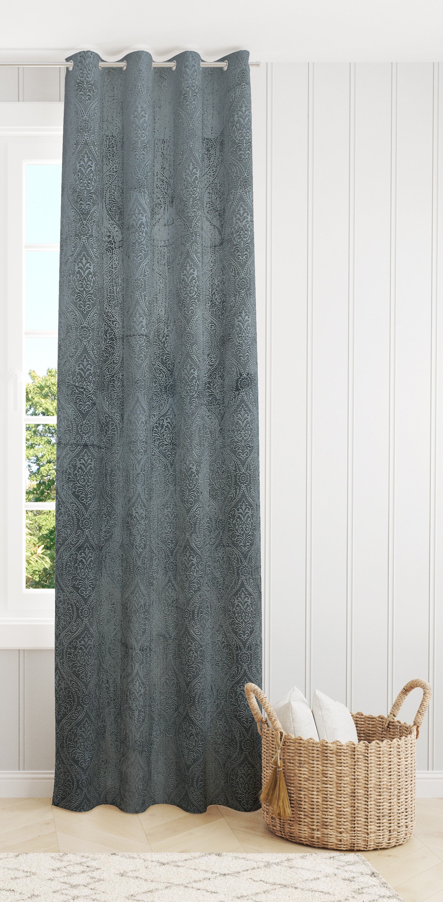 Homecrown Premium Velvet Fabric Room Darkening Curtains for Windows & Doors - Set of 2, Cadbury- Grey