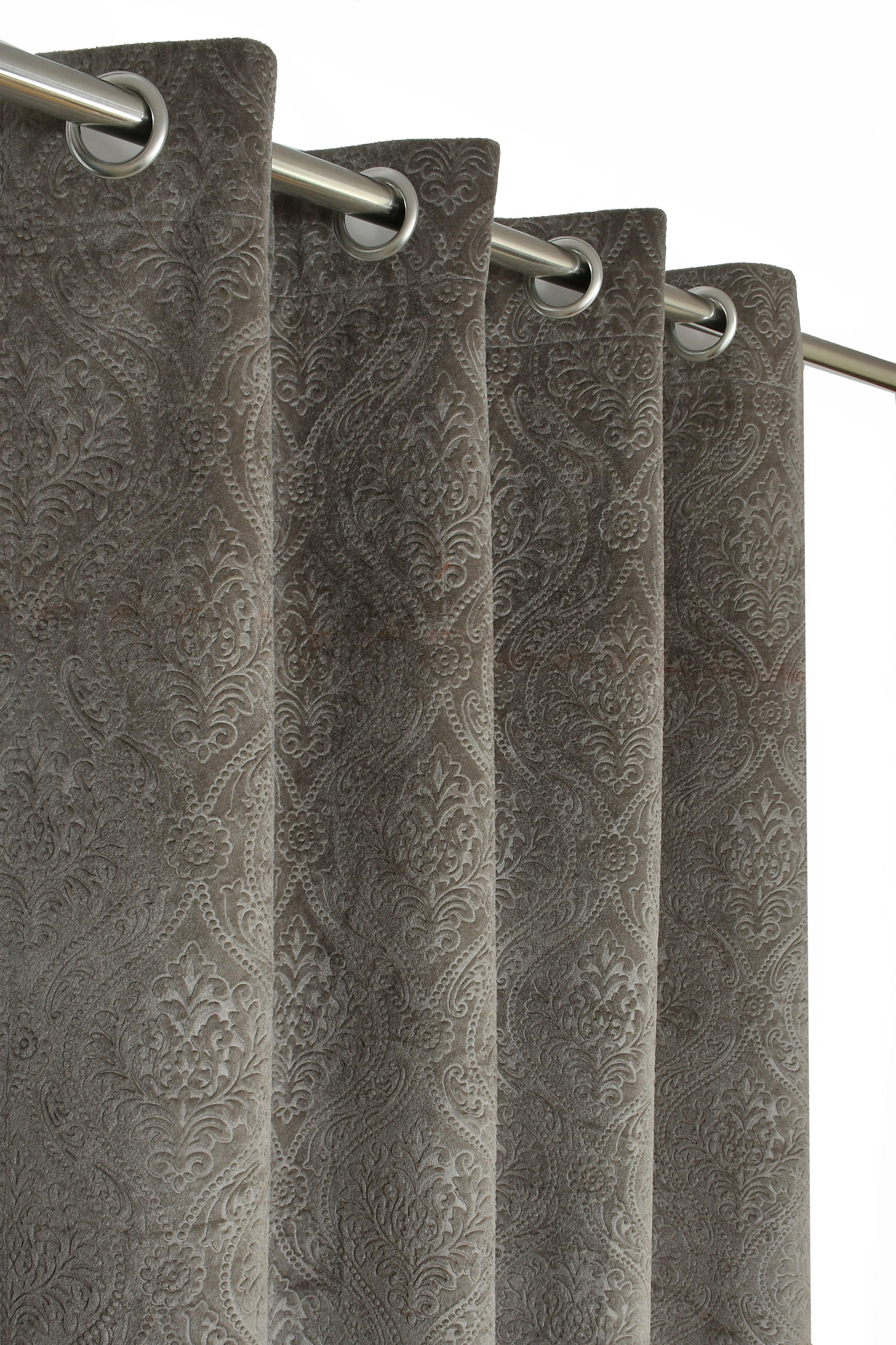 Homecrown Premium Velvet Fabric Room Darkening Curtains for Windows & Doors - Set of 2, Cadbury- Grey