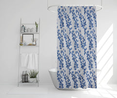 HOMECROWN Leaf Design 7 Feet Waterproof Shower Curtain for Bathroom, 54 x 84 Inch, Blue Color