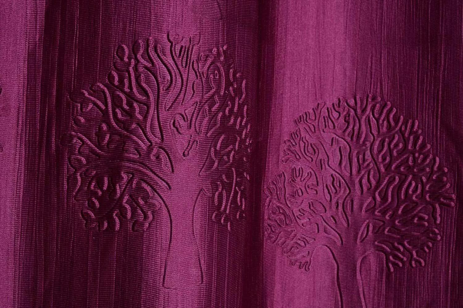 Homecrown Premium Tree Punch Embossed Design Curtains- Set of 2, Purple