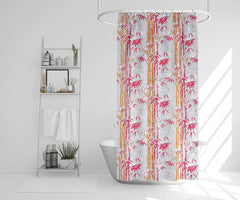 Homecrown Bamboo Print Waterproof Shower Curtain (7x4 Feet, Pink)