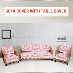 Homecrown Floral Print Polycotton 5 Seater Sofa Cover- Pink