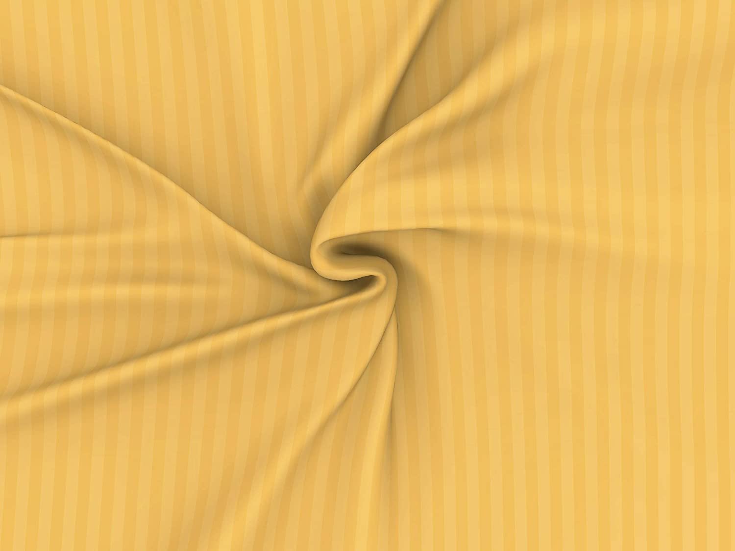 Homecrown Cotton Double Bedsheet with 2 Pillow Covers- Satin Stripe- 90x100 Inch- Yellow