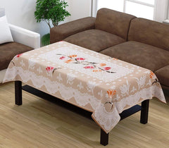 Homecrown Floral Print Cotton Centre Table Cover (60x40 Inch, Tulip Brown)