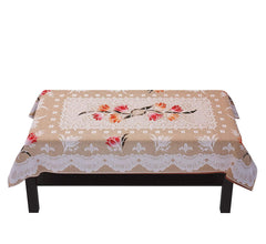 Homecrown Floral Print Cotton Centre Table Cover (60x40 Inch, Tulip Brown)