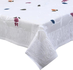 Homecrown Floral Print Cotton Centre Table Cover (60x40 Inch, White)