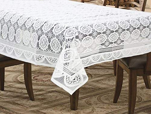 Homecrown Cotton Centre Table Cover (60x40 Inch, Circle White)