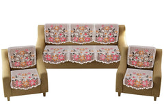 Homecrown Floral Print Polycotton 5 Seater Sofa Cover With Table Cover Set