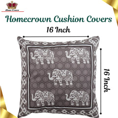 Homecrown Elephant Design Velvet Cushion Covers 16x16 Inch – Set of 5 (Brown)