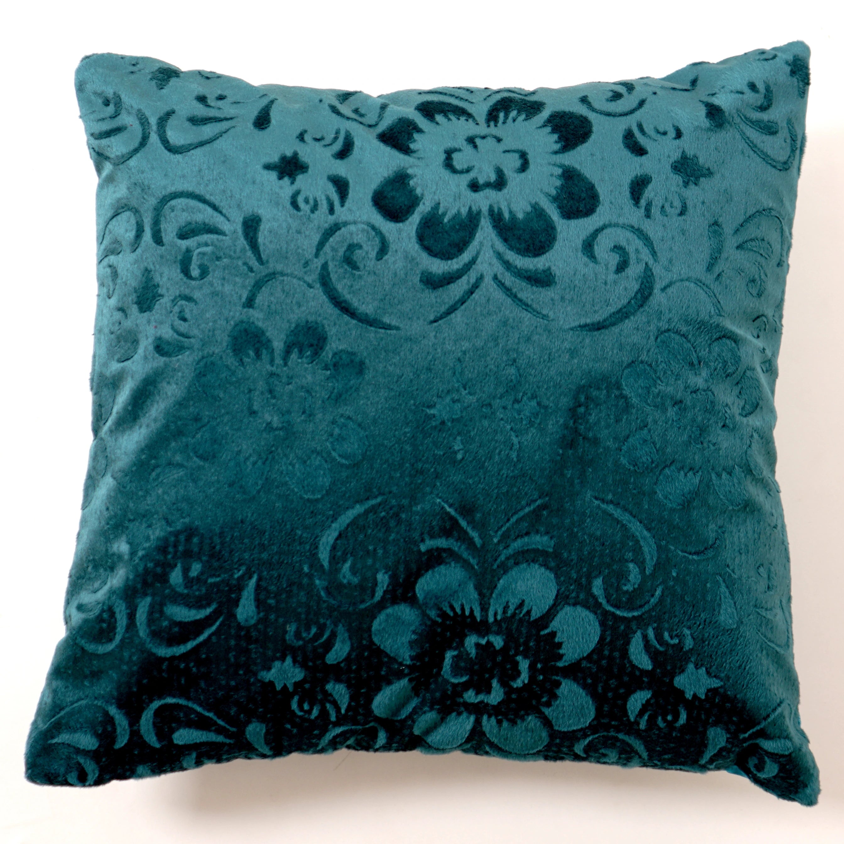 Homecrown Flower Design Velvet Cushion Covers 16x16 Inch – Set of 5 (Teal)