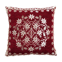 Homecrown Floral Velvet Cushion Covers 16x16 Inch – Set of 5 (Maroon)