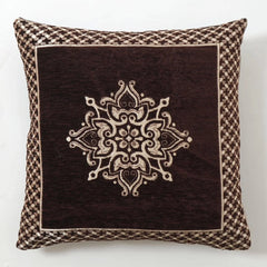 Homecrown Floral Design Velvet Cushion Covers 16x16 Inch – Set of 5 (Brown)