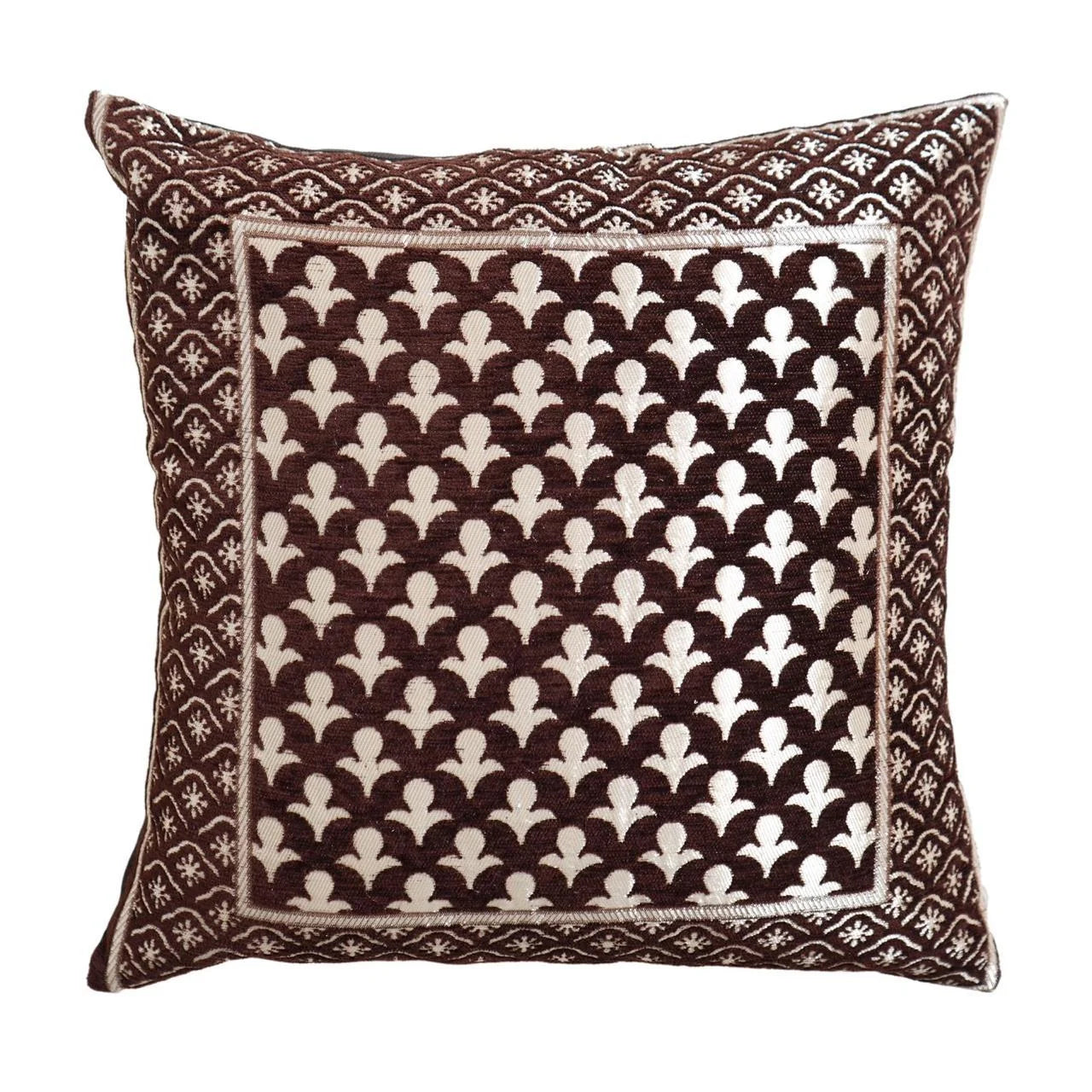 Homecrown Ethnic Design Velvet Cushion Covers 16x16 Inch – Set of 5 (Brown)