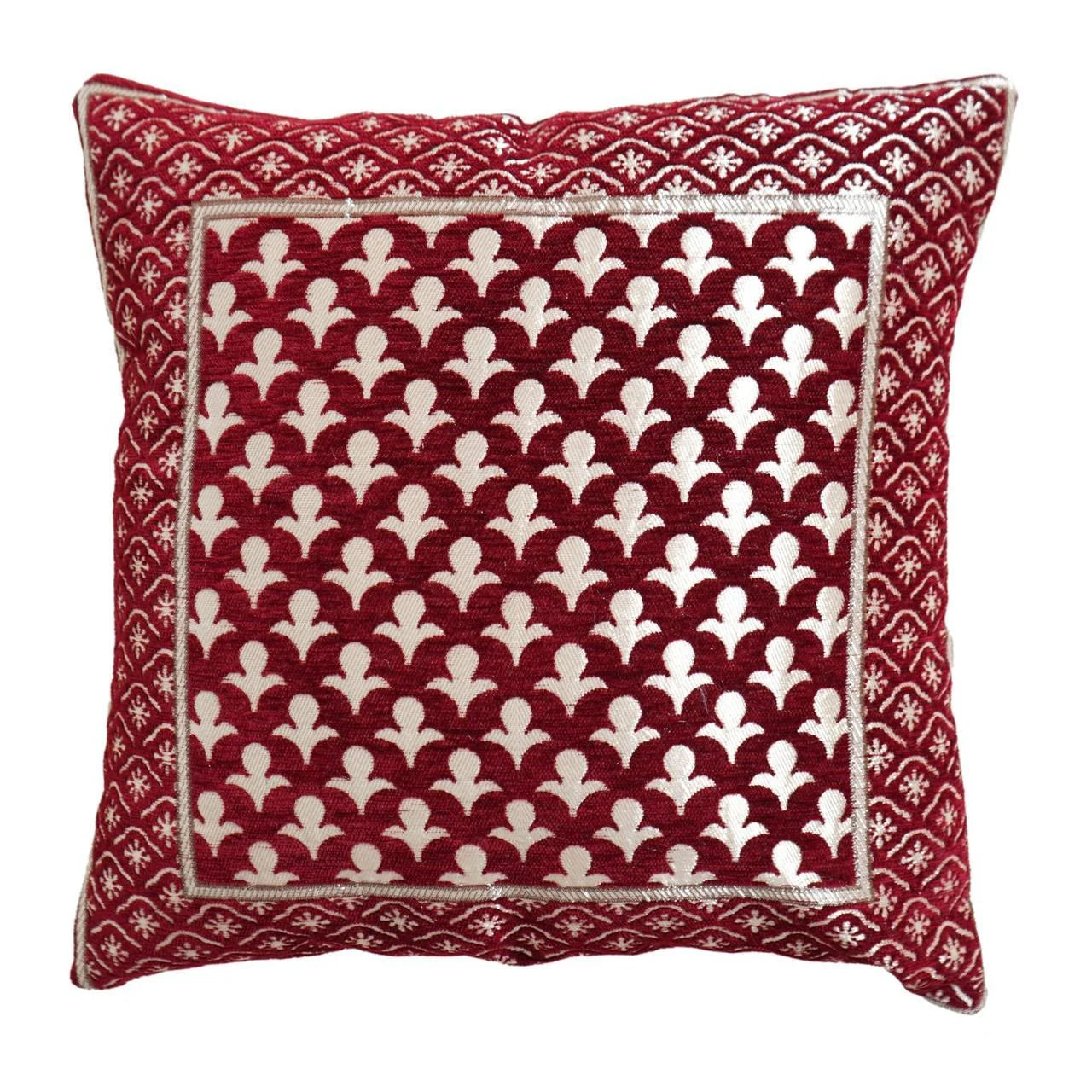 Homecrown Ethnic Design Velvet Cushion Covers 16x16 Inch – Set of 5 (Maroon)