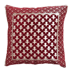 Homecrown Ethnic Design Velvet Cushion Covers 16x16 Inch – Set of 5 (Maroon)